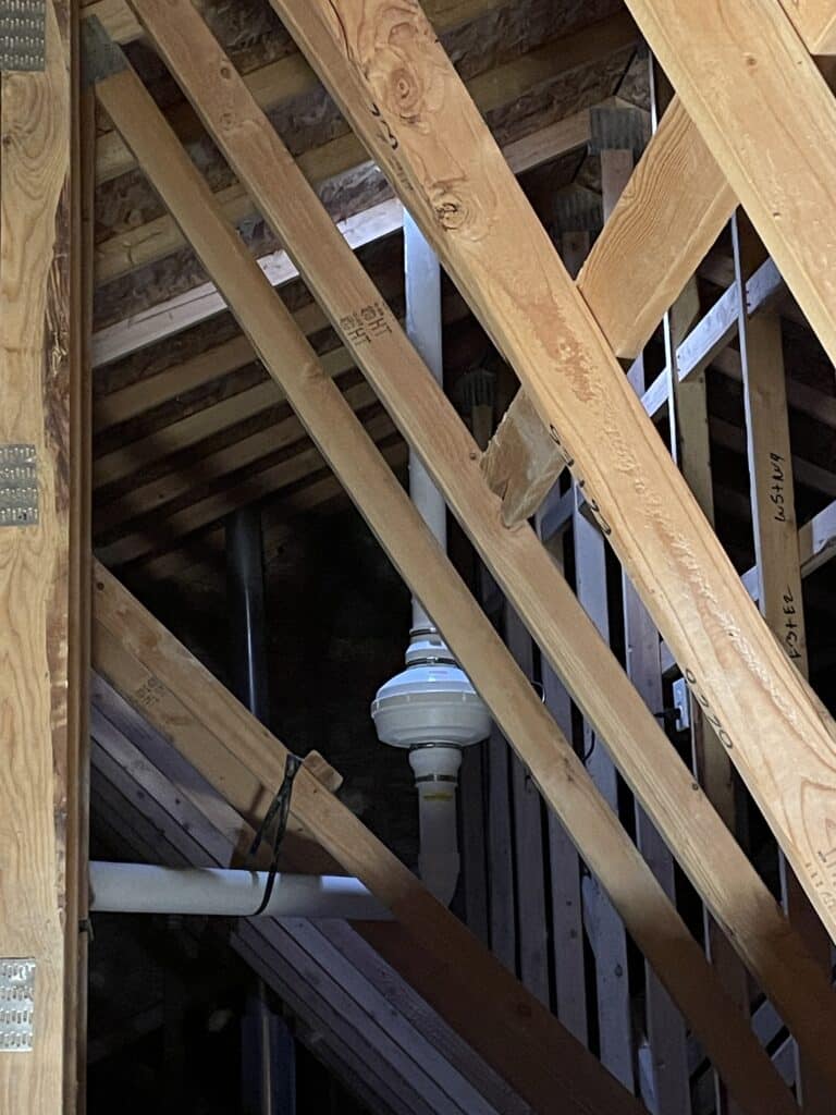 Radon system in attic