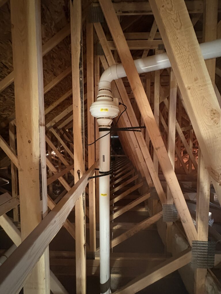 Radon system in attic