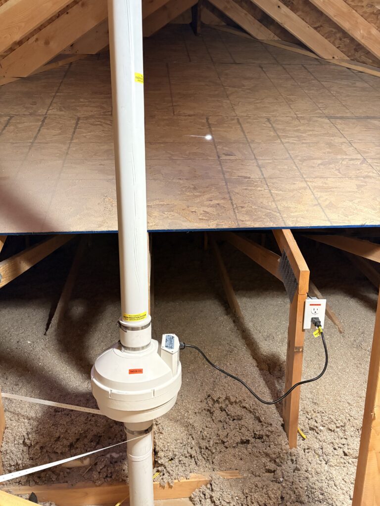 Radon system in attic