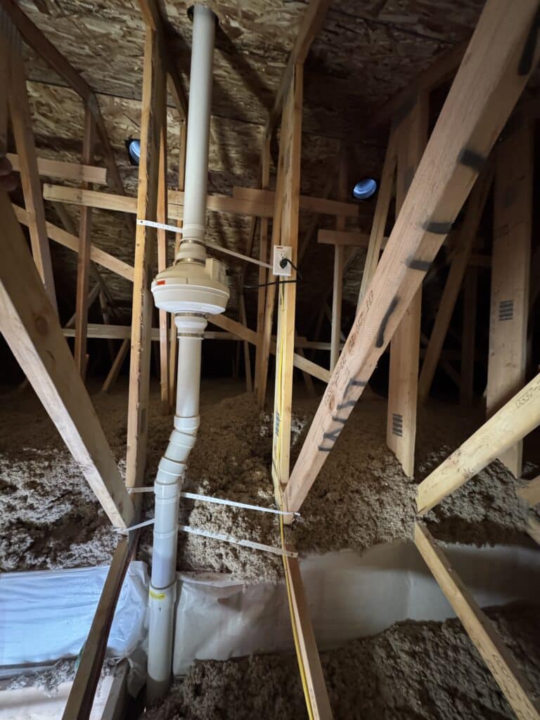 Radon system in attic
