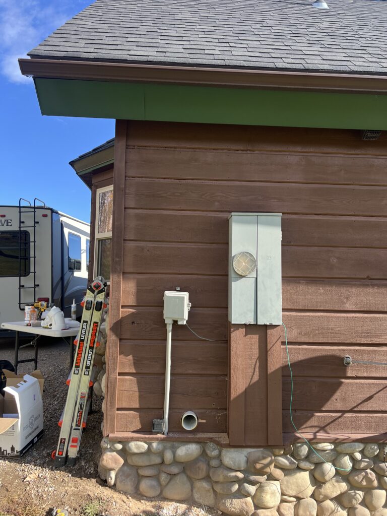 Before: Exterior radon system with PVC